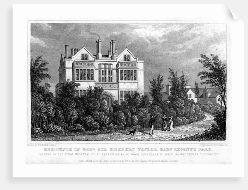 Residence of General Sir Herbert Taylor, Baronet, Regent's Park, London by William Tombleson