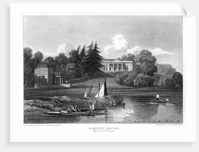 'Hampton House, the seat of Mr Garrick', Hampton, Richmond upon Thames, London by William Radclyffe