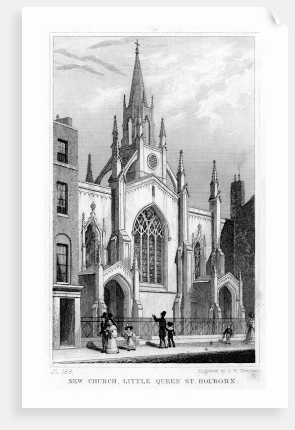 New Church, Little Queen Street, Holborn, London by Thomas Hosmer Shepherd