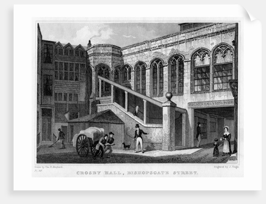 Crosby Hall, Bishopsgate Street, City of London by J Tingle