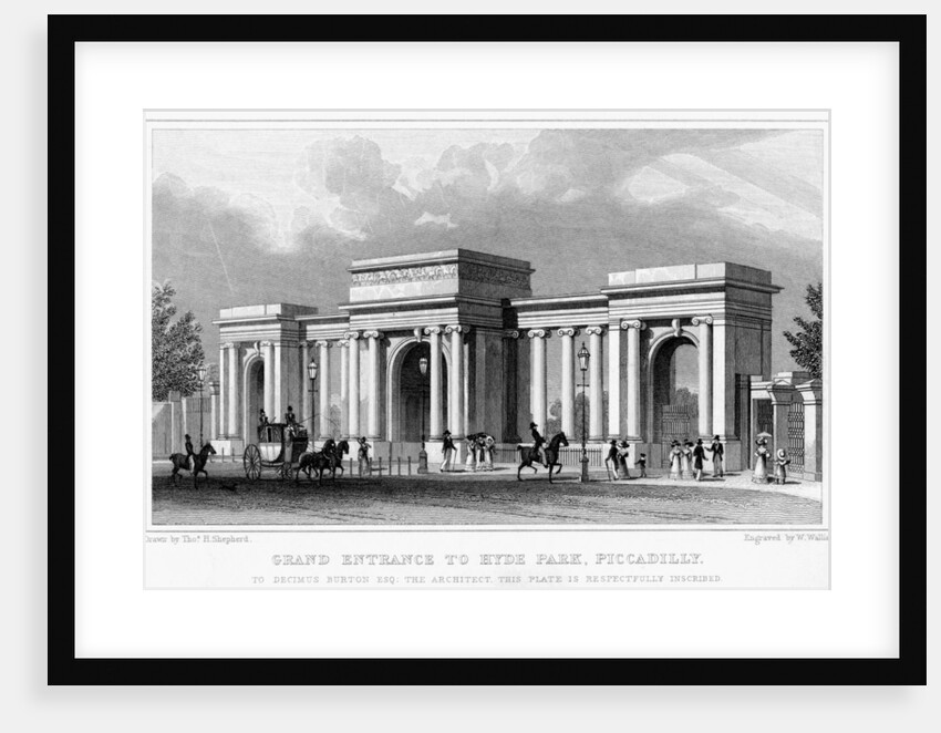 Grand entrance to Hyde Park, Piccadilly, Westminster, London by W Wallis