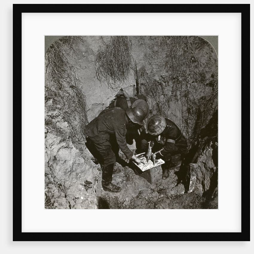 Captured German prisoner giving information to his captors, World War I by Realistic Travels Publishers