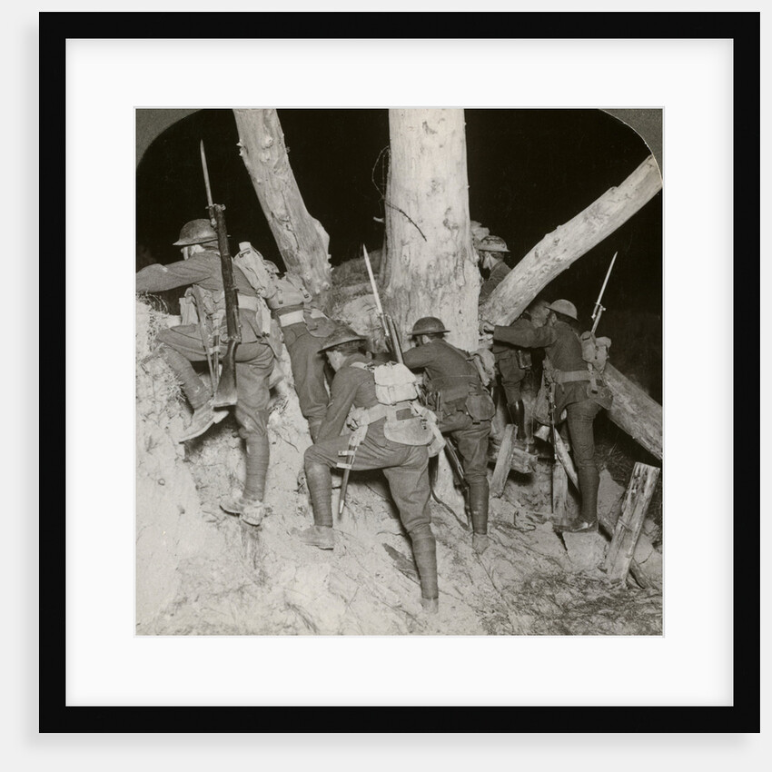 Soldiers leaving a trench for a night raid at Messines, Belgium, World War I by Realistic Travels Publishers