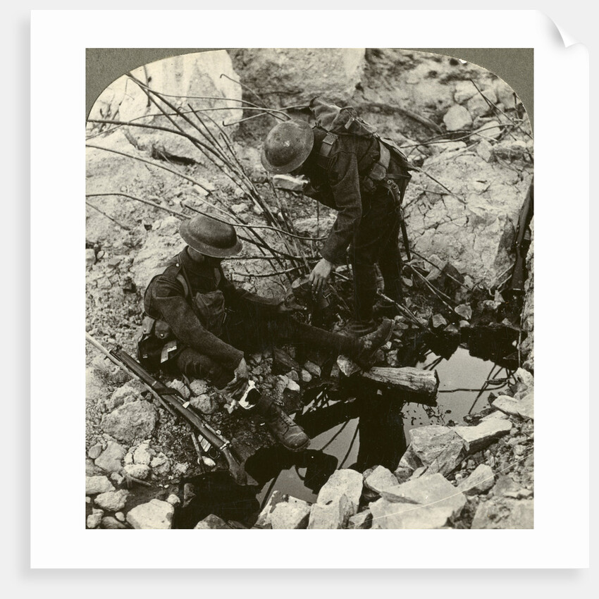 Giving water to a wounded pal, Hooge, Ypres, Belgium, World War I by Realistic Travels Publishers