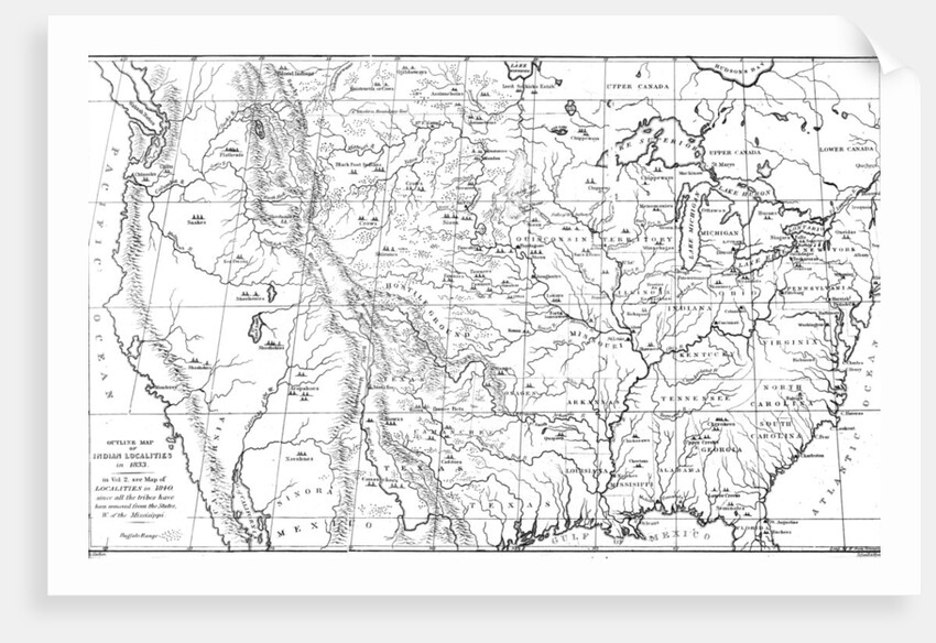 Map of North America with locations of Native American tribes by Myers and Co