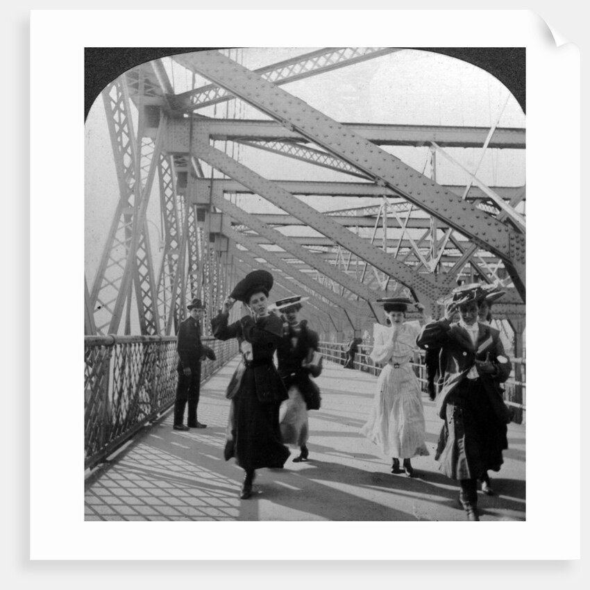 The promenade, Williamsburg Bridge, New York, USA by Excelsior Stereoscopic Tours
