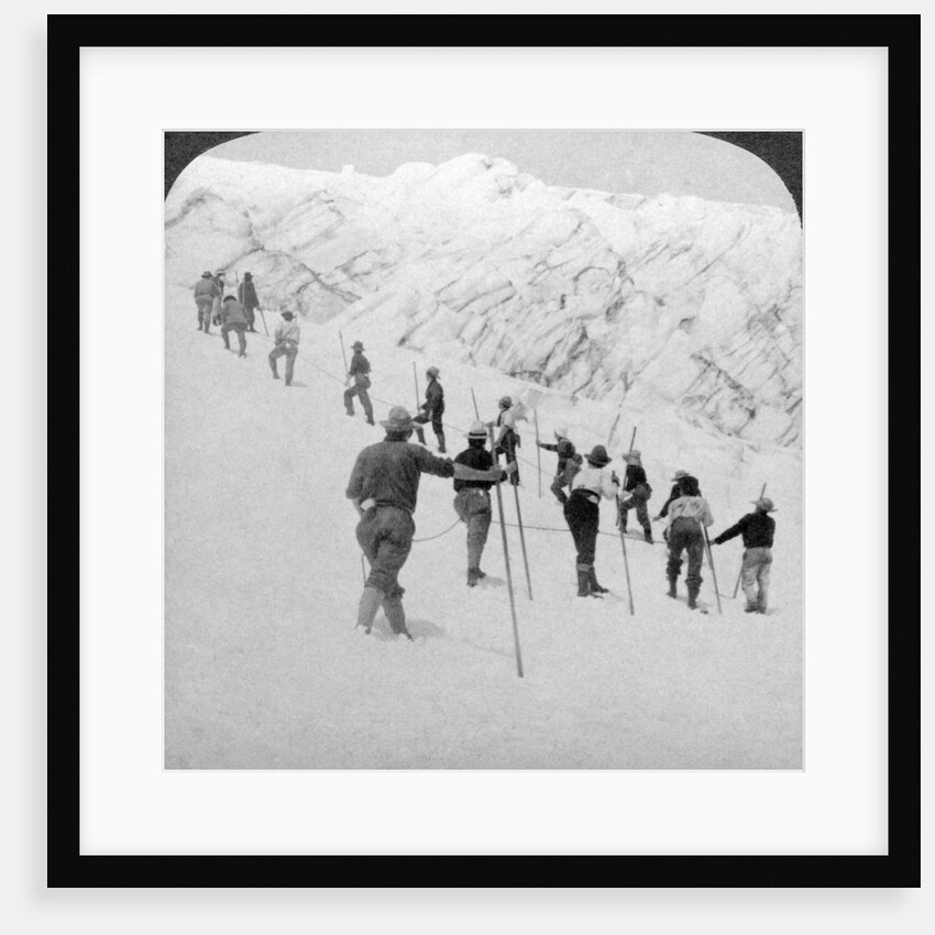 Ascending a steep snowfield, Stevens Glacier, Mount Rainier, Washington, USA by Underwood & Underwood
