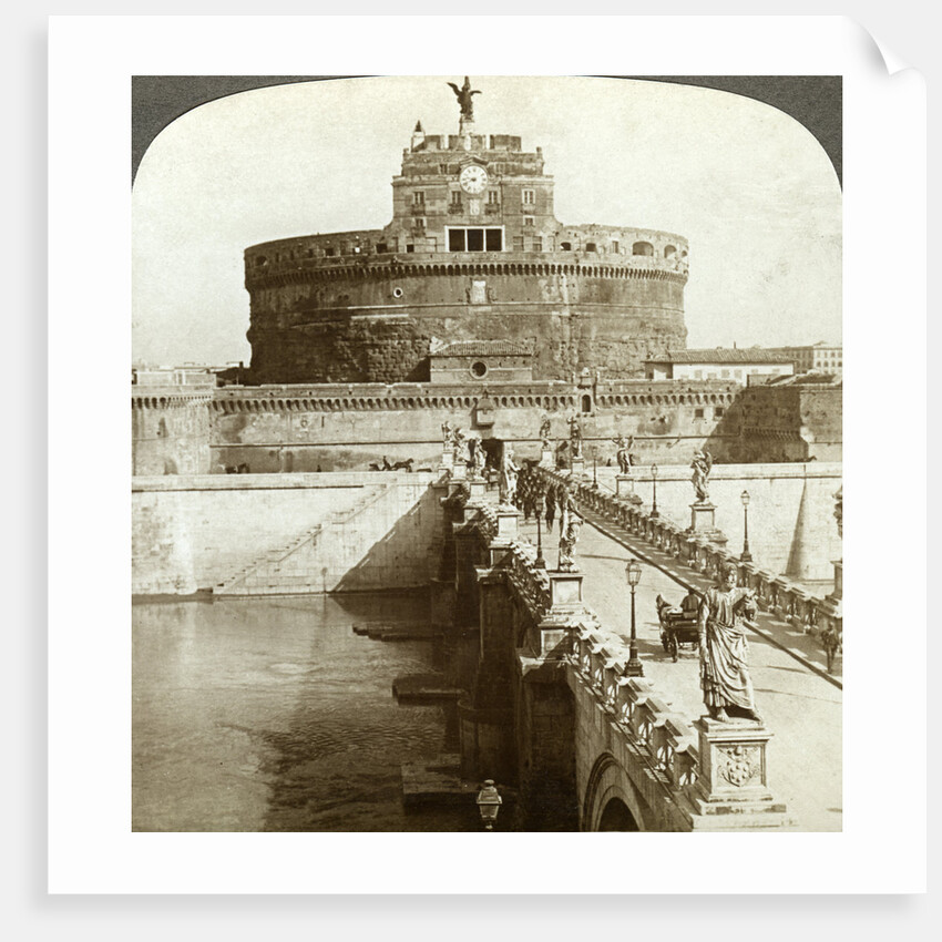 Bridge and Castle of St Angelo, Rome, Italy by Underwood & Underwood