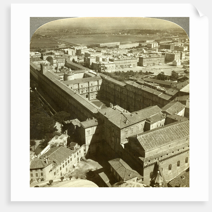 Vatican Palace from the dome of St Peter's Basilica, Rome, Italy by Underwood & Underwood
