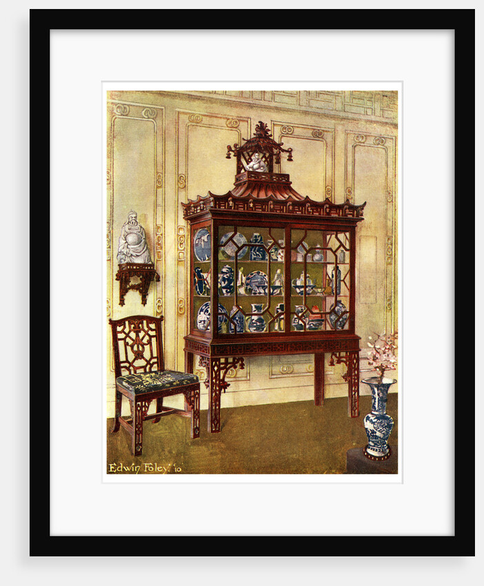 Carved china case in Chippendale's Chinese manner by Edwin Foley