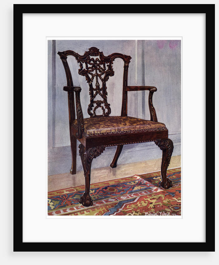 Mahogany armchair, style of Chippendale by Edwin Foley