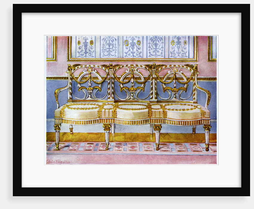 White gilt and painted settee, Pergolesi influence 1911-1912 by Edwin Foley