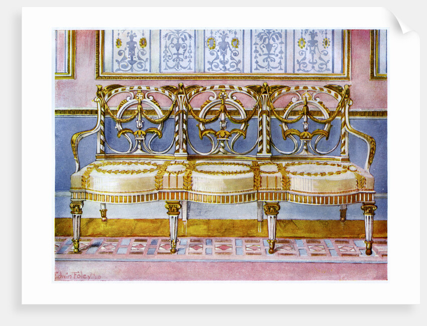 White gilt and painted settee, Pergolesi influence 1911-1912 by Edwin Foley