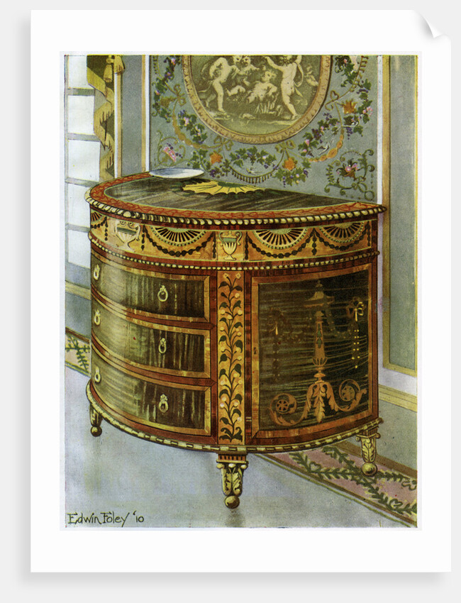 Inlaid satinwood commode with ormolu mounts by Edwin Foley