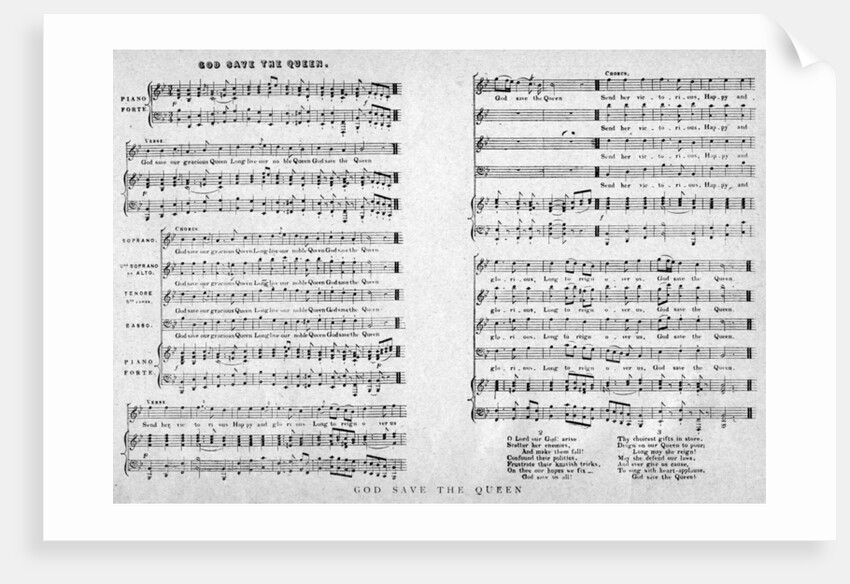 'God Save the Queen', sheet music by Anonymous