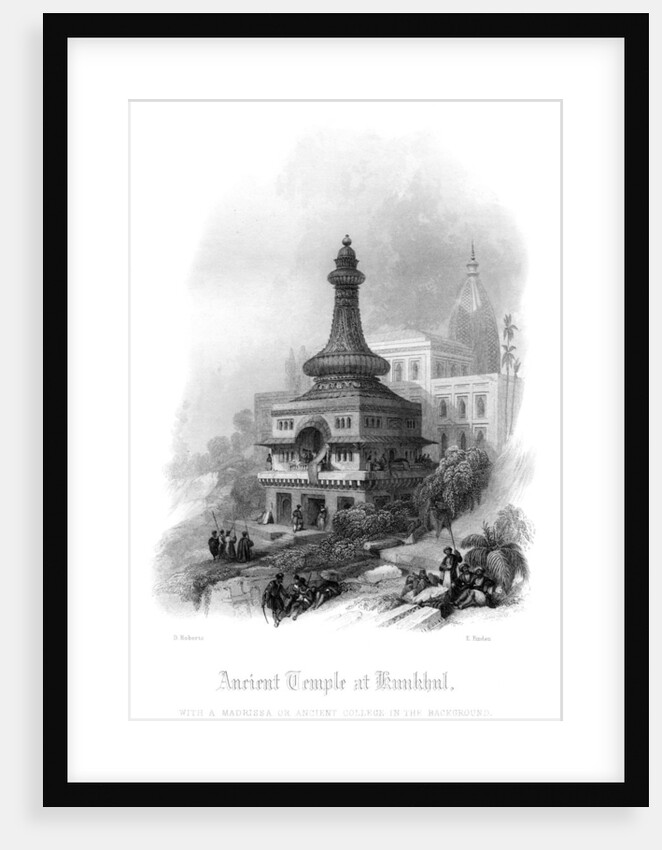 Ancient Temple at Kunkhul, With a Madrissa or Ancient College in the Background by Finden