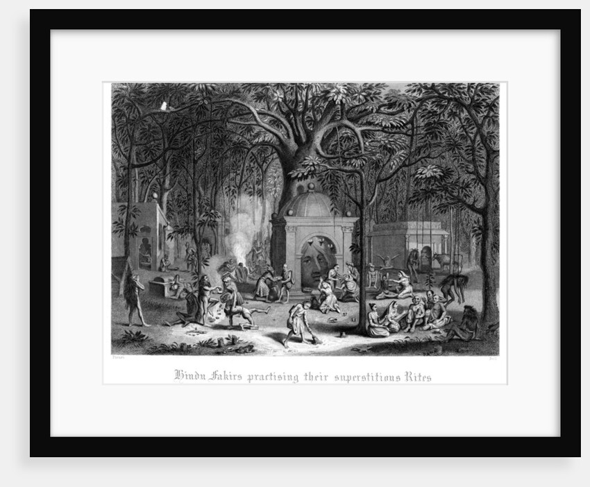 Hindu Fakirs Practising Their Superstitious Rites Under the Banyan Tree by Bell
