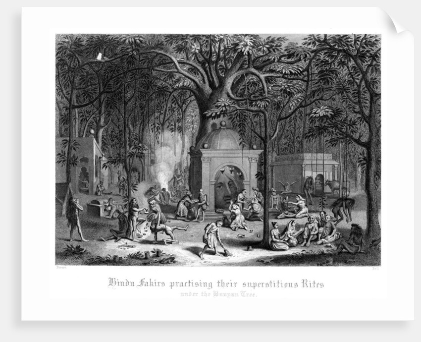 Hindu Fakirs Practising Their Superstitious Rites Under the Banyan Tree by Bell