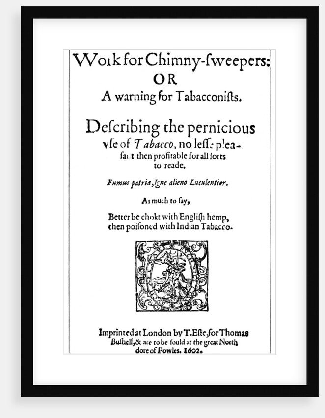 Title page of Work for Chimney Sweepers or A Warning for Tobacconists by Anonymous