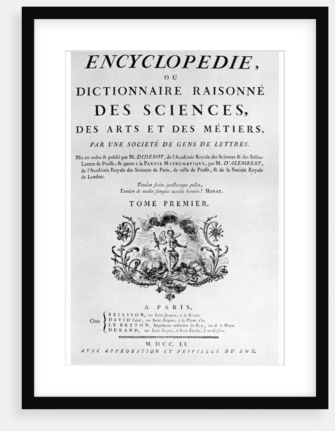 Title page of Denis Diderot's Encyclopedie by Anonymous