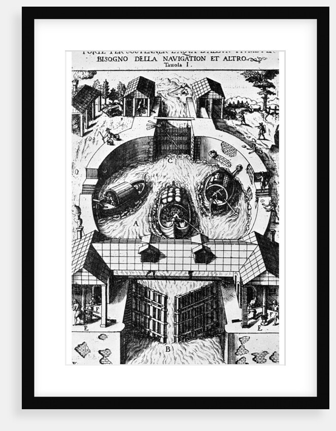 Design for hinged canal lockgates by Leonardo da Vinci by Anonymous