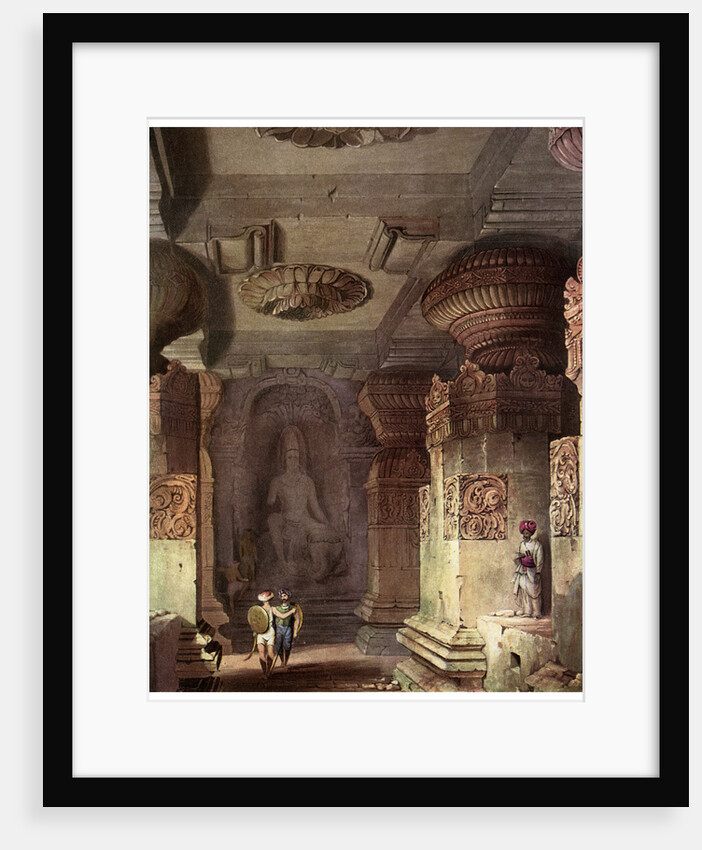 Interior of a cave temple, Ellora, Maharashtra, India by Anonymous