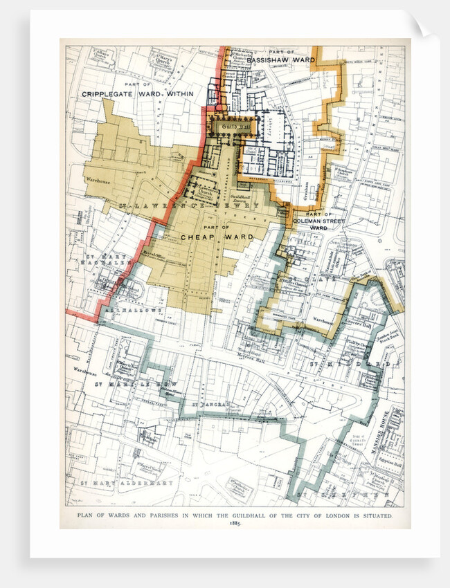 Plan of the Wards and Parishes in Which the Guildhall of the City of London is Situated by Anonymous