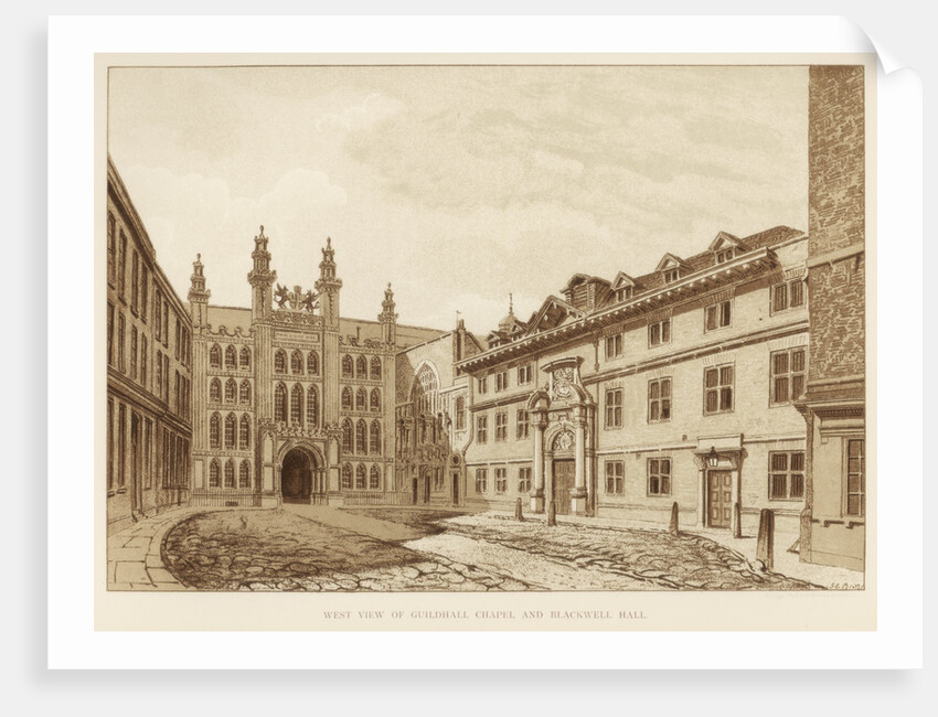 West view of Guildhall Chapel and Blackwell Hall, City of London by Anonymous