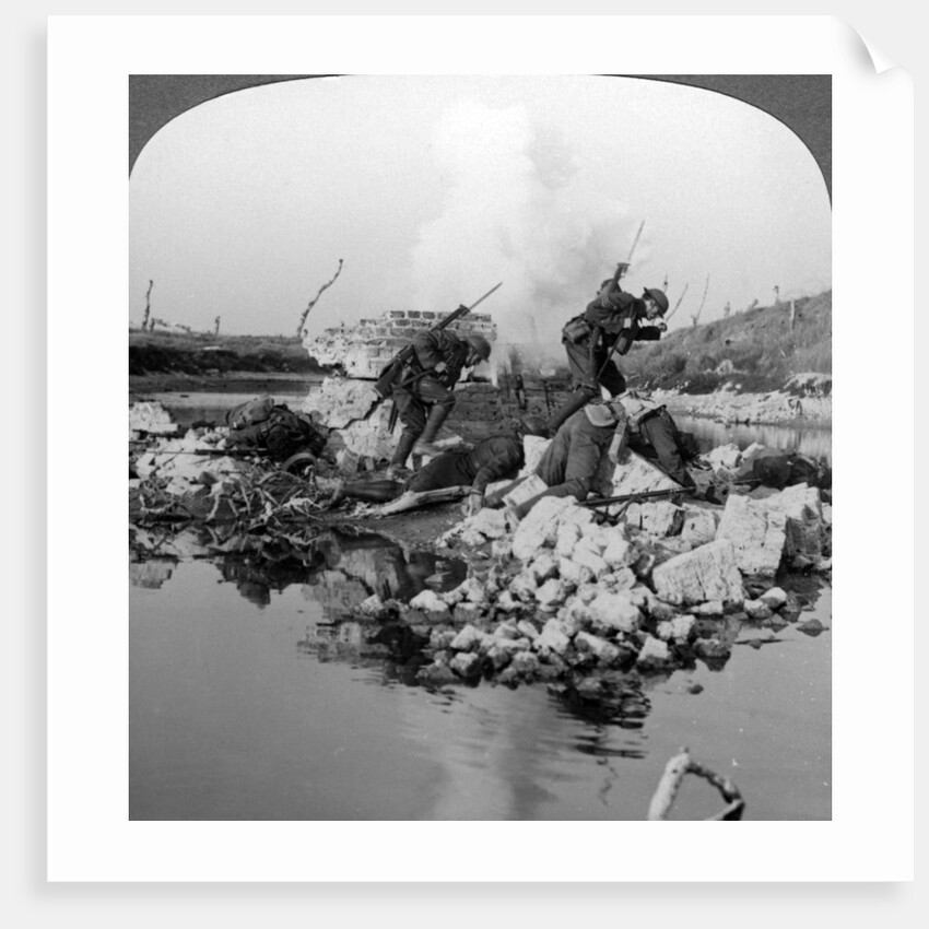 British soldiers in action at the Crozat Canal, France, World War I by Realistic Travels Publishers