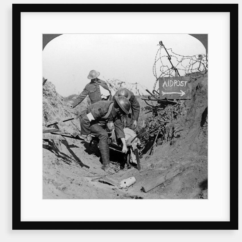 Carrying a wounded soldier to a first aid post, Passchendaele, Belgium, World War I by Realistic Travels Publishers