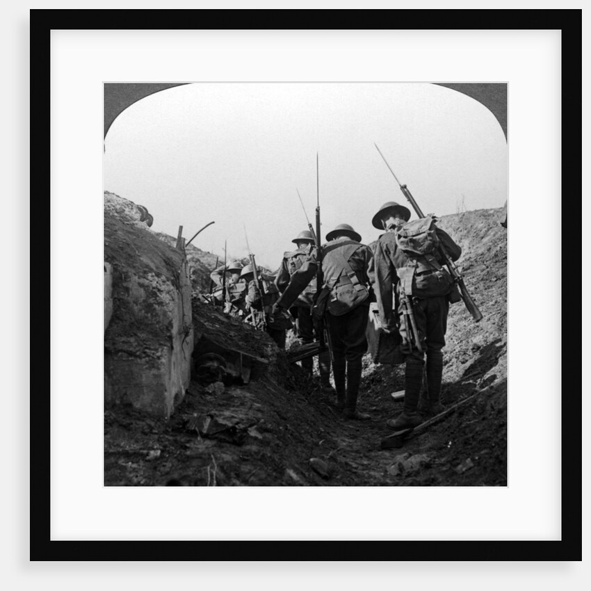 British troops in a captured trench, Hindenburg Line, France, World War I by Realistic Travels Publishers