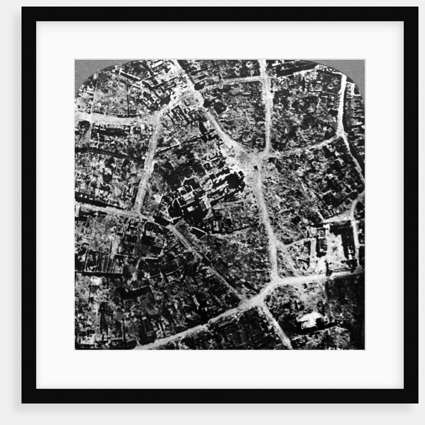 Aerial view of the ruins of the town and basilica of Albert, France, World War I by Realistic Travels Publishers