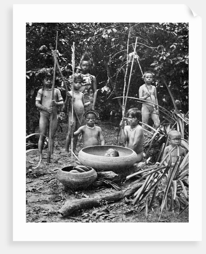 Indians of the Putumayo River with a decapitated head, Amazonia by Anonymous