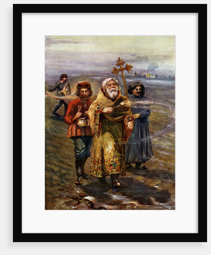 Orthodox priest blessing the soil, Russia by Anonymous