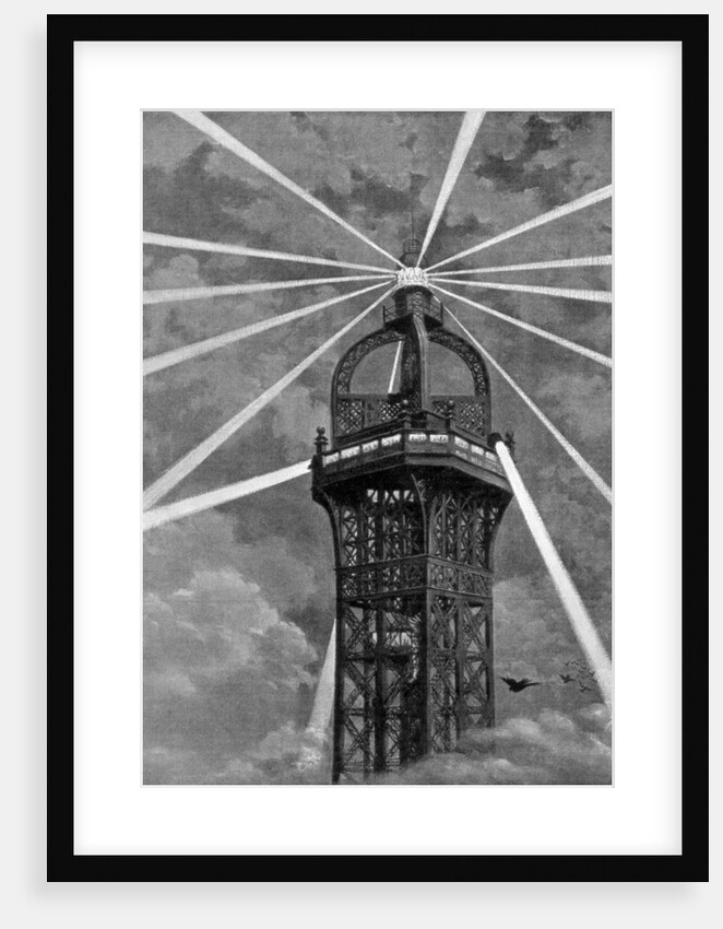 The electric light on top of the Eiffel Tower, Paris by Anonymous