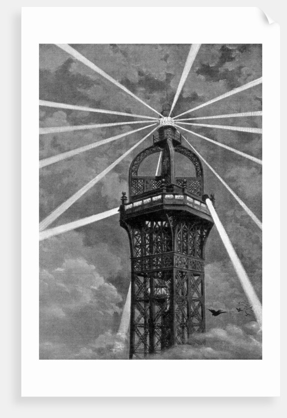 The electric light on top of the Eiffel Tower, Paris by Anonymous