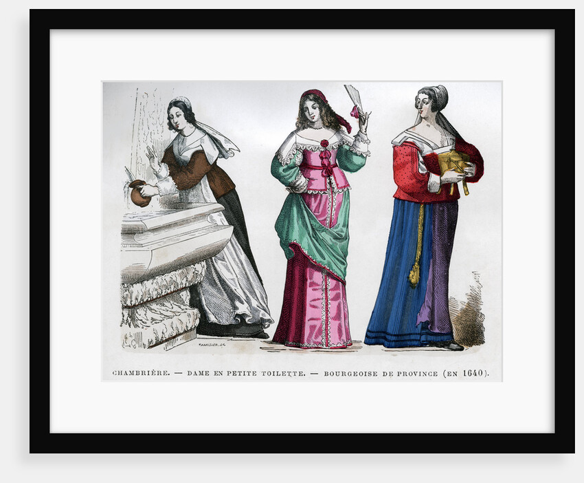 Chambermaid, lady and provincial bourgeoise lady by Tamisier