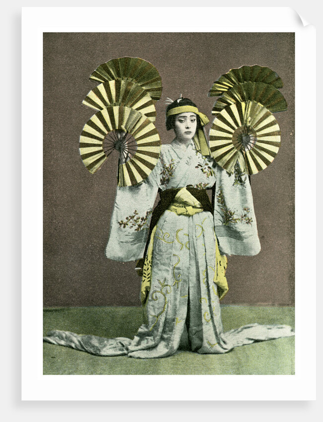 Girl performing a fan dance, Japan by Anonymous