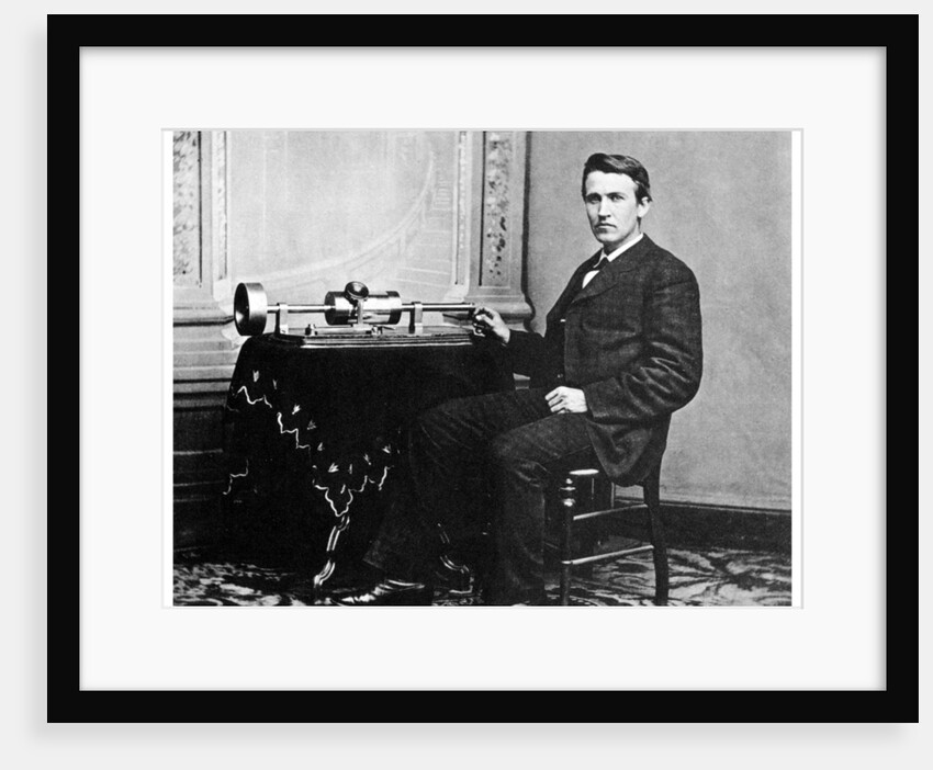 Thomas Alva Edison, American inventor, with his phonograph by Anonymous