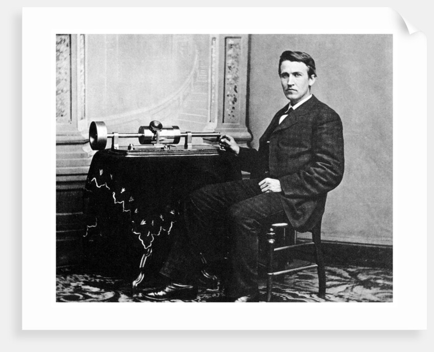Thomas Alva Edison, American inventor, with his phonograph by Anonymous