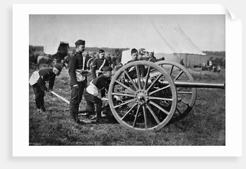 Gunners of field artillery drilling with a 12 pounder by Gregory & Co