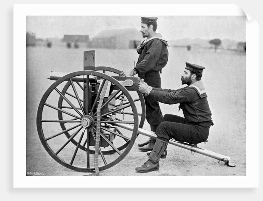 Royal Navy Maxim gun practice at Whale island, Portsmouth, Hampshire by Gregory & Co
