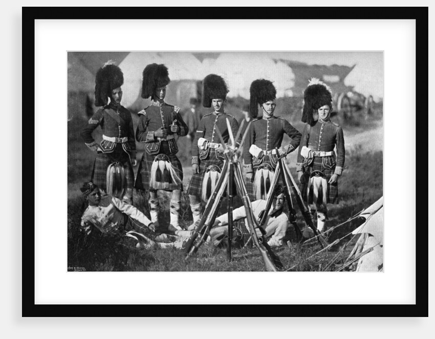 A camp guard of the Seaforth Highlanders at the New Forest manoeuvres, Hampshire by Gregory & Co