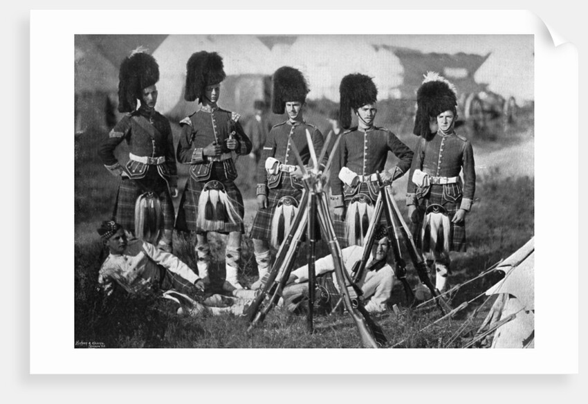 A camp guard of the Seaforth Highlanders at the New Forest manoeuvres, Hampshire by Gregory & Co
