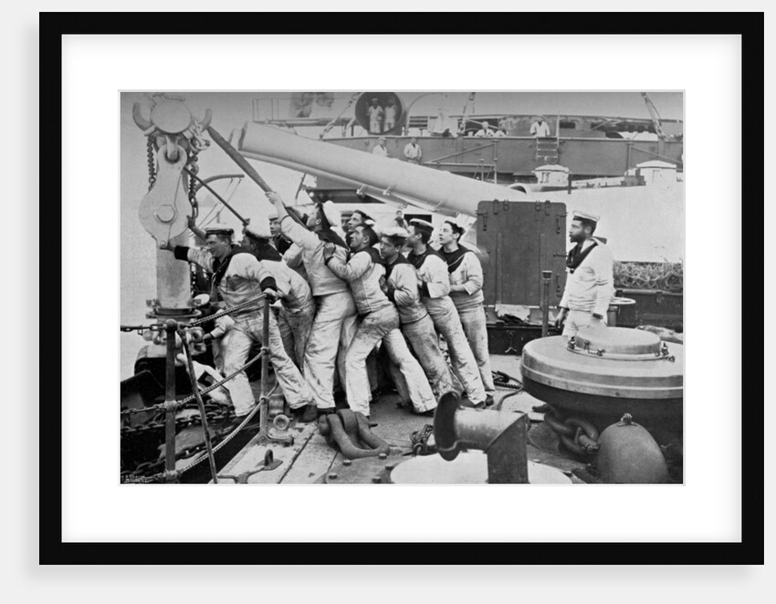 Raising the anchor on the forecastle of the battleship HMS Majestic by Gregory & Co
