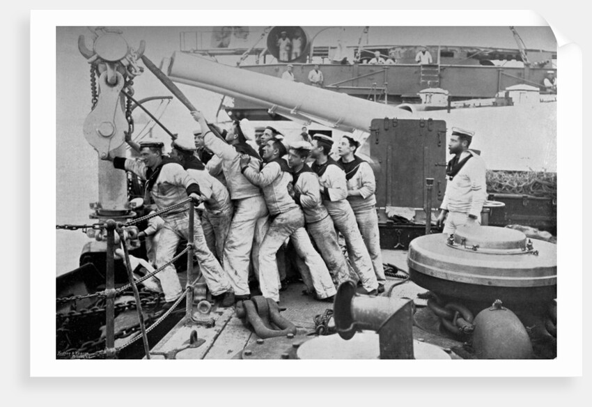 Raising the anchor on the forecastle of the battleship HMS Majestic by Gregory & Co