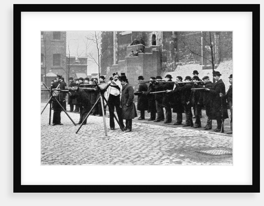 Army reserve men at musketry drill at the Tower of London by W Gregory