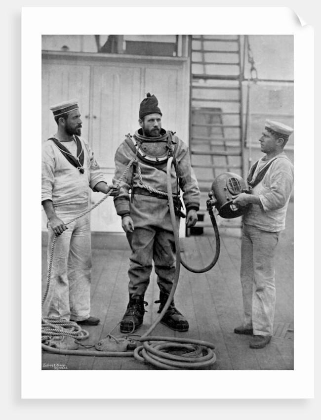 A diver from the battleship HMS Camperdown in his diver's dress by Gregory & Co