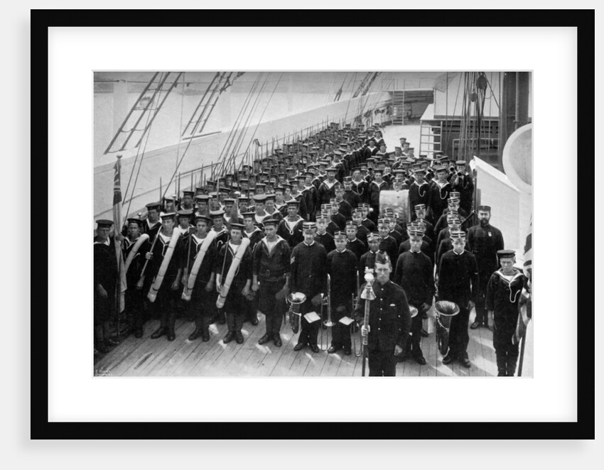 A marching out battalion parade on board the training ship HMS Lion by WM Crockett