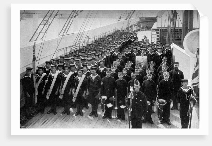A marching out battalion parade on board the training ship HMS Lion by WM Crockett